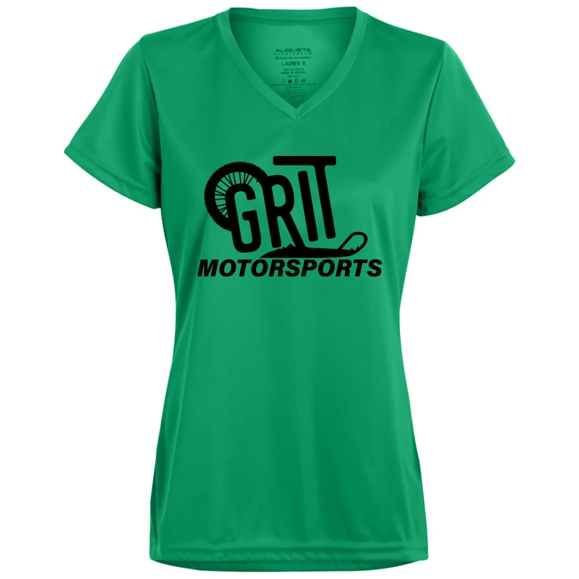 GRIT Black logo 1790 Ladies’ Moisture-Wicking V-Neck Tee