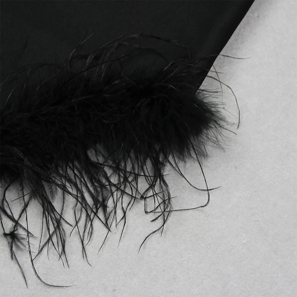 Halter Sleeveless Feather Bandage Dress HL9567