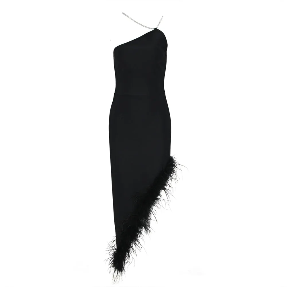 Halter Sleeveless Feather Bandage Dress HL9567