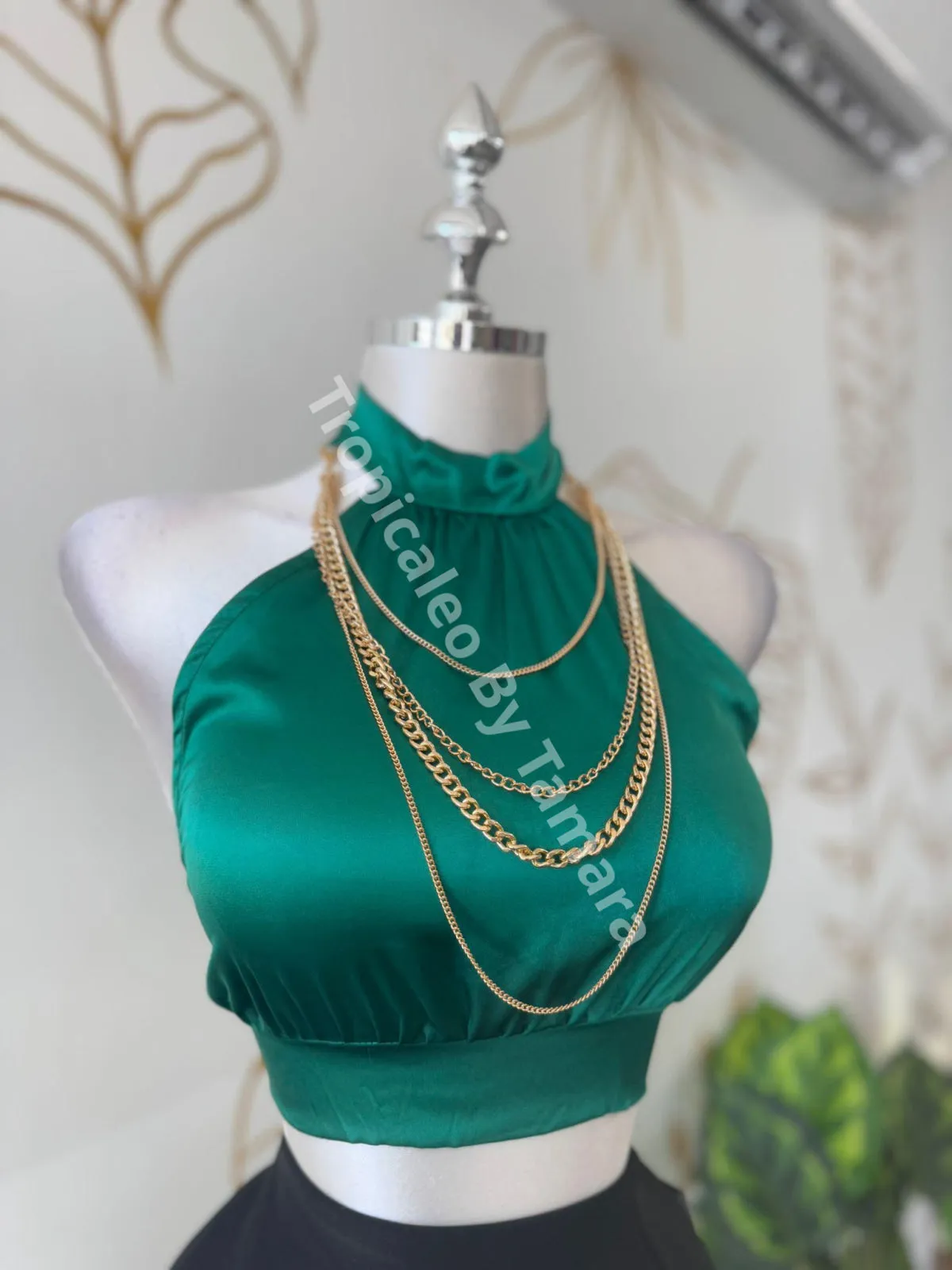 Halter Top with Gold Necklace