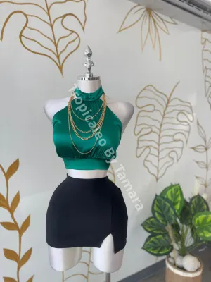 Halter Top with Gold Necklace