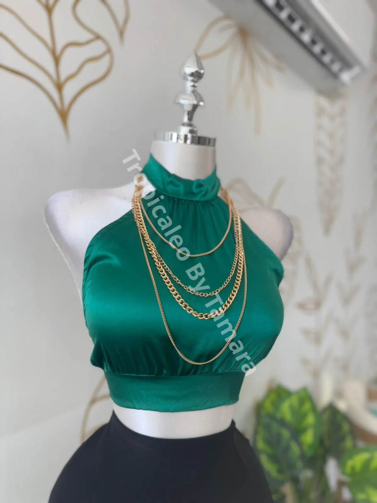 Halter Top with Gold Necklace