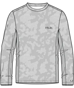 HUK ICON X RUNNING LAKES LONG SLEEVE - OVERCAST GREY