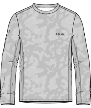 HUK ICON X RUNNING LAKES LONG SLEEVE - OVERCAST GREY