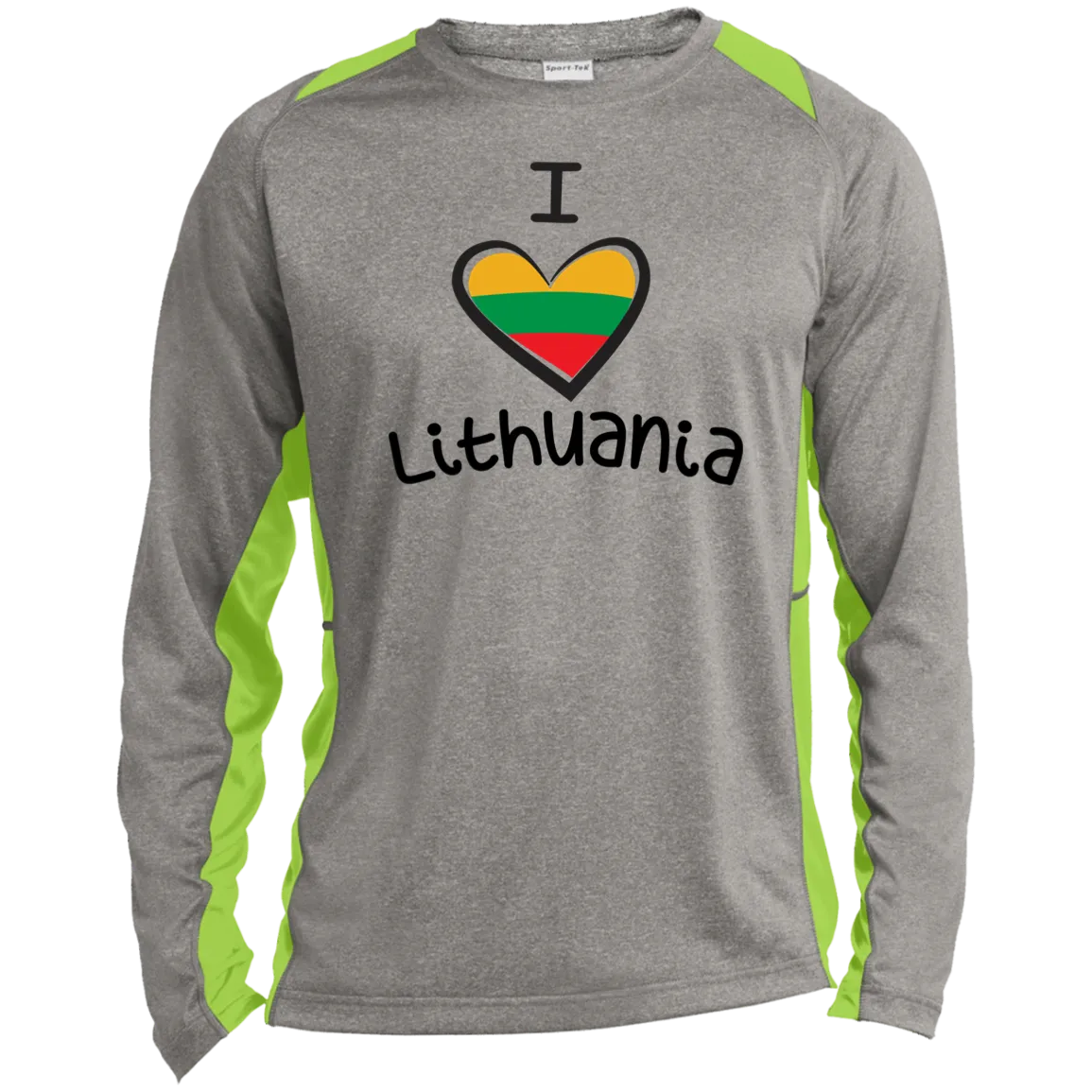 I Love Lithuania - Men's Long Sleeve Colorblock Activewear Performance T