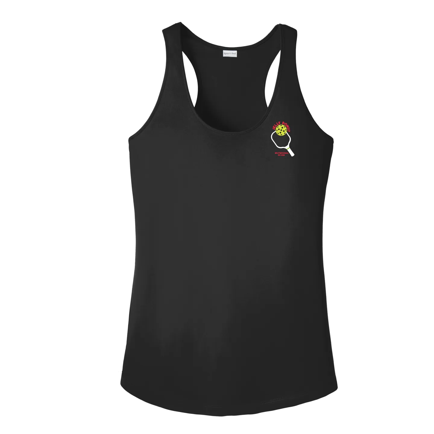 Jelly Donut Pickleball Ladies Performance Racerback ** Paddle logo **