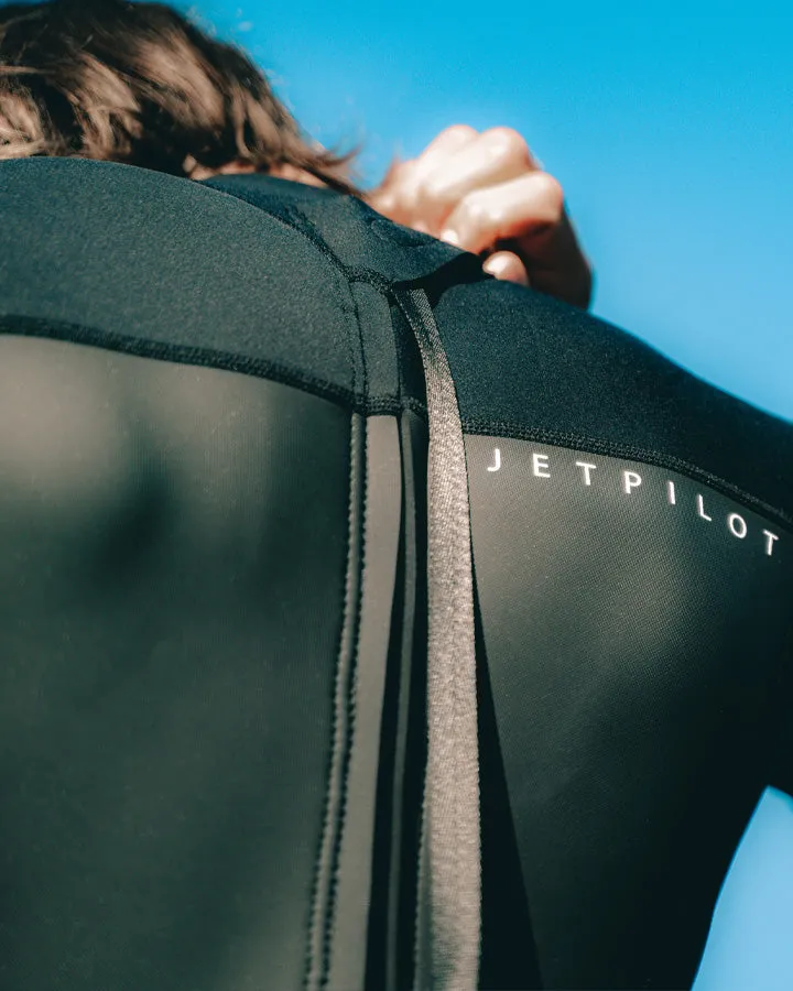 Jetpilot Flight Mens 2X2 Back Zip Short Sleeve Springsuit - Black