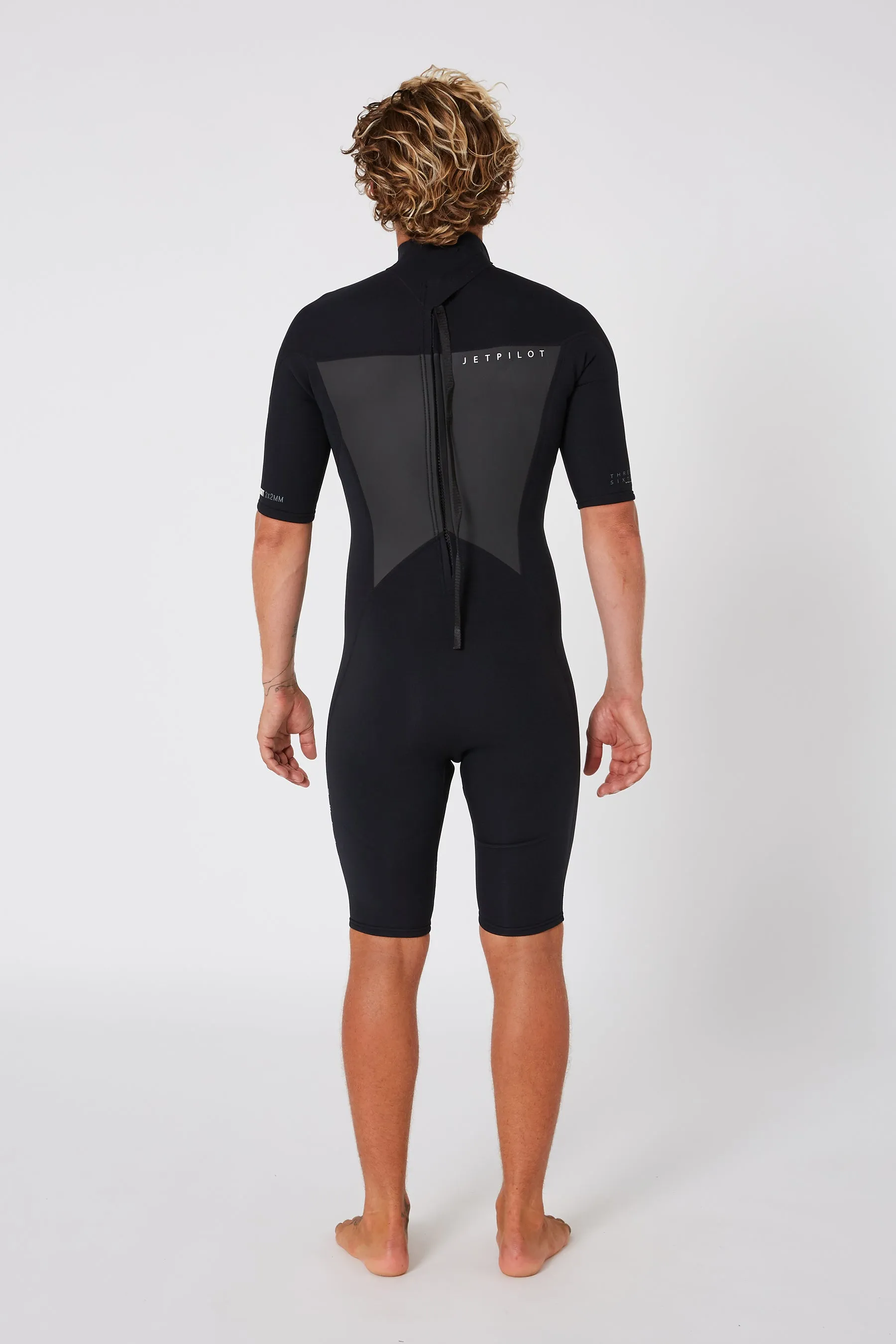 Jetpilot Flight Mens 2X2 Back Zip Short Sleeve Springsuit - Black