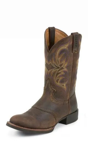 Justin Men’s Dark Brown Cowhide Round Toe Western Boots 7200