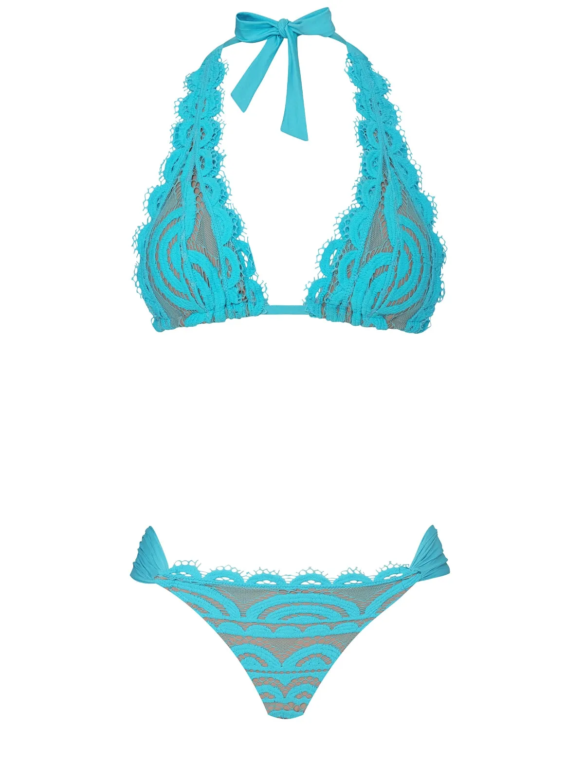 Lace Halter-Lace Fanned Bikini