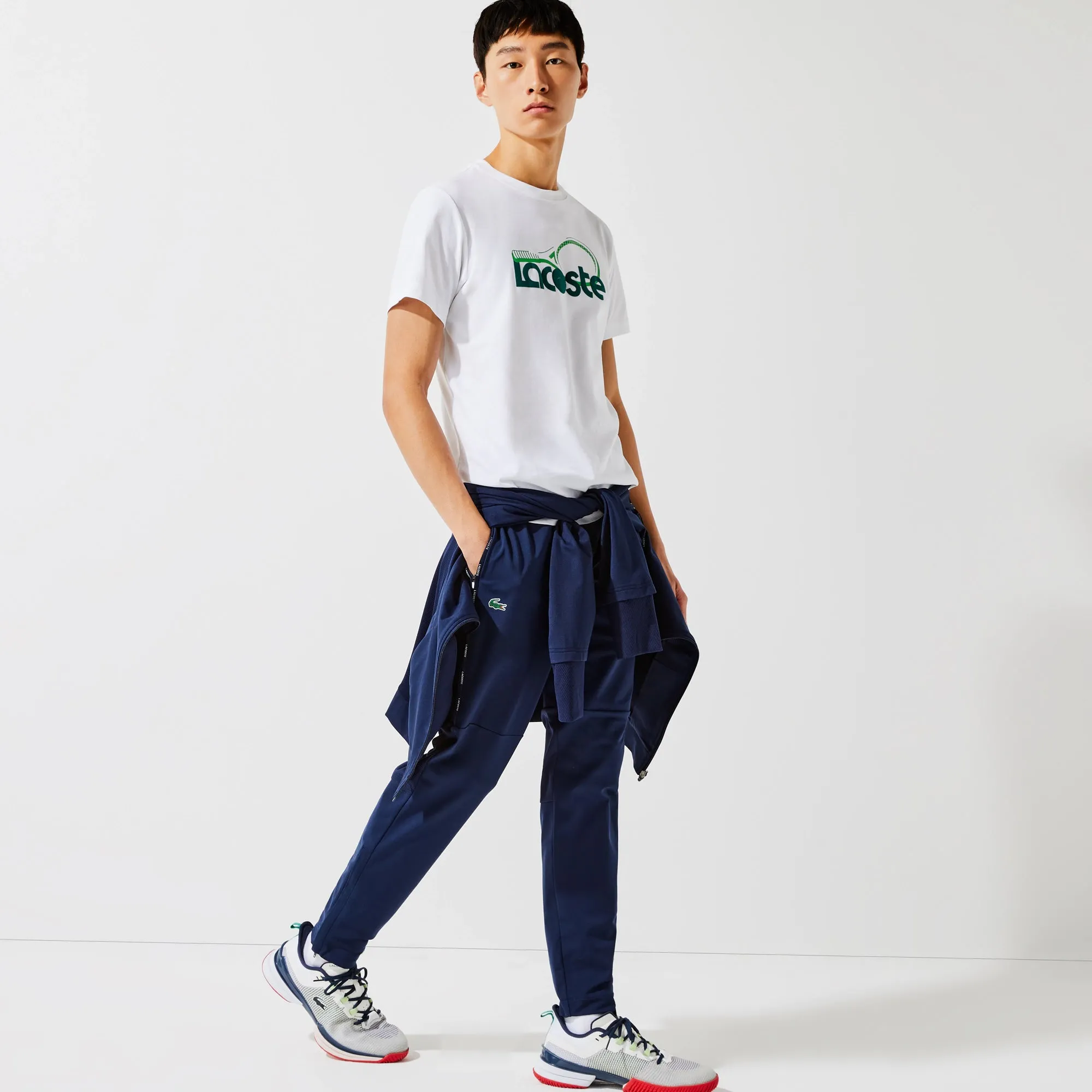 Lacoste Men's SPORT Crew Neck Tennis Print Breathable T-shirt - NEW ARRIVAL