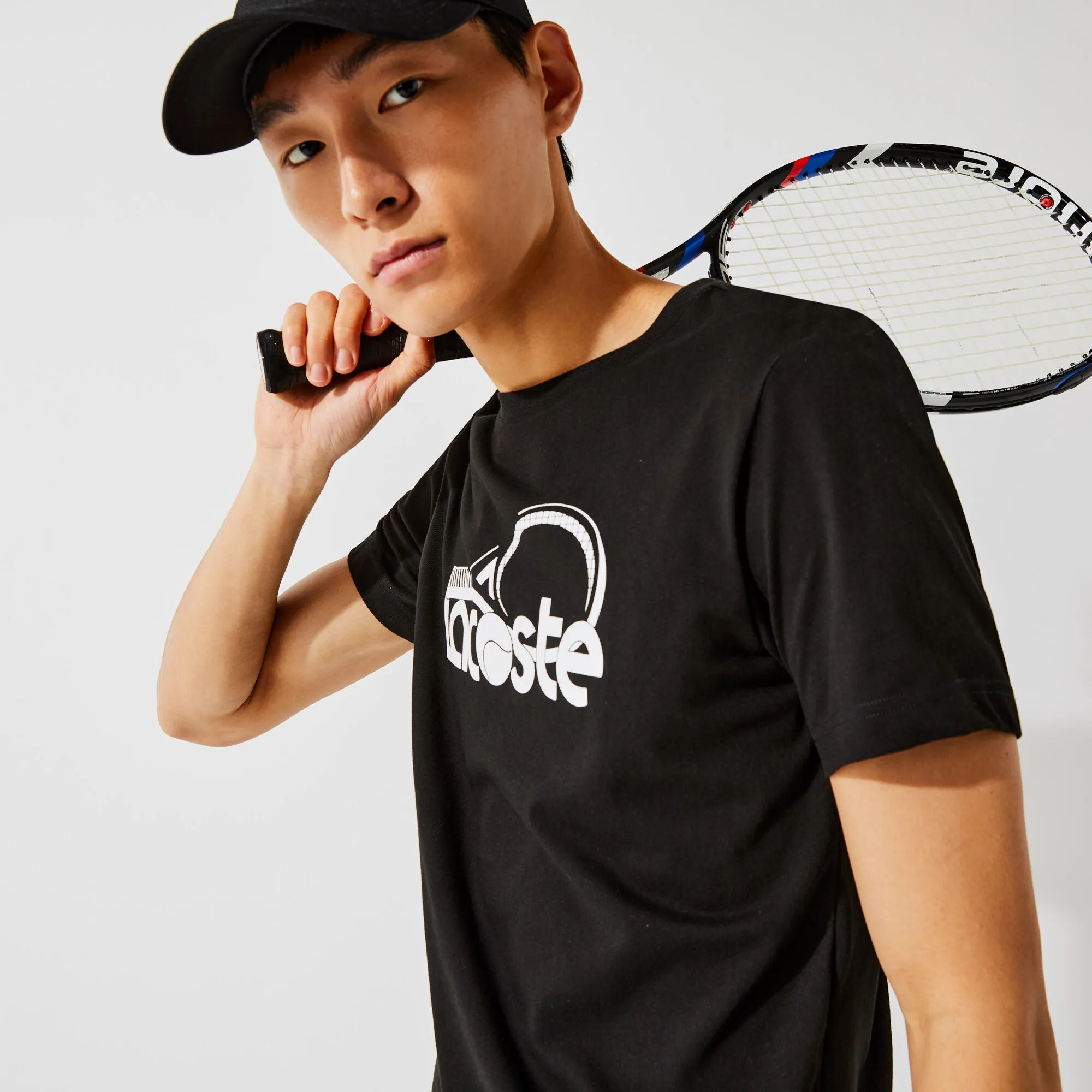 Lacoste Men's SPORT Crew Neck Tennis Print Breathable T-shirt - NEW ARRIVAL
