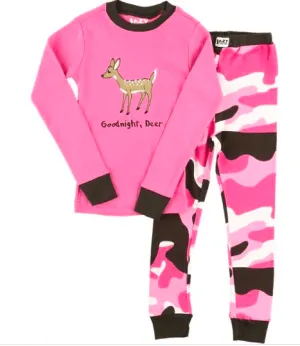 Lazy One Goodnight Deer Pink Camo Kids Pj Set
