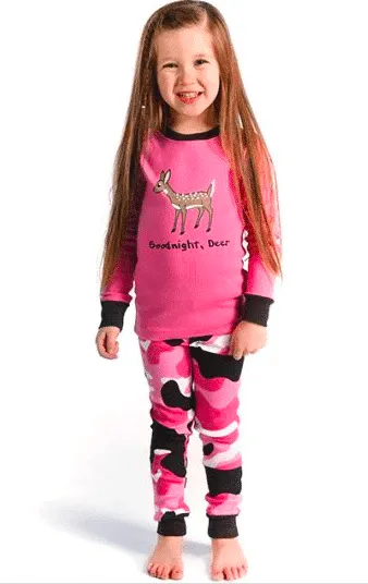 Lazy One Goodnight Deer Pink Camo Kids Pj Set