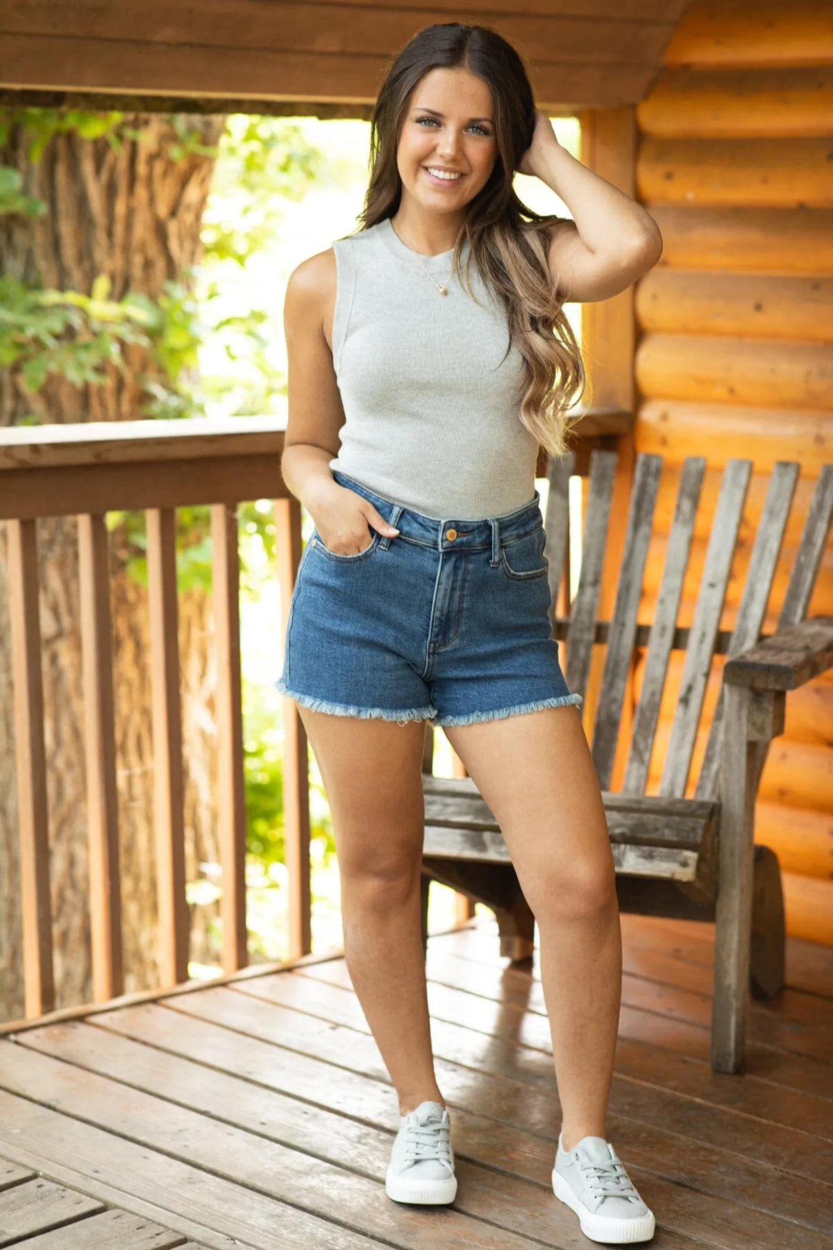 Light Grey Rib Knit Lightweight Sweater Tank