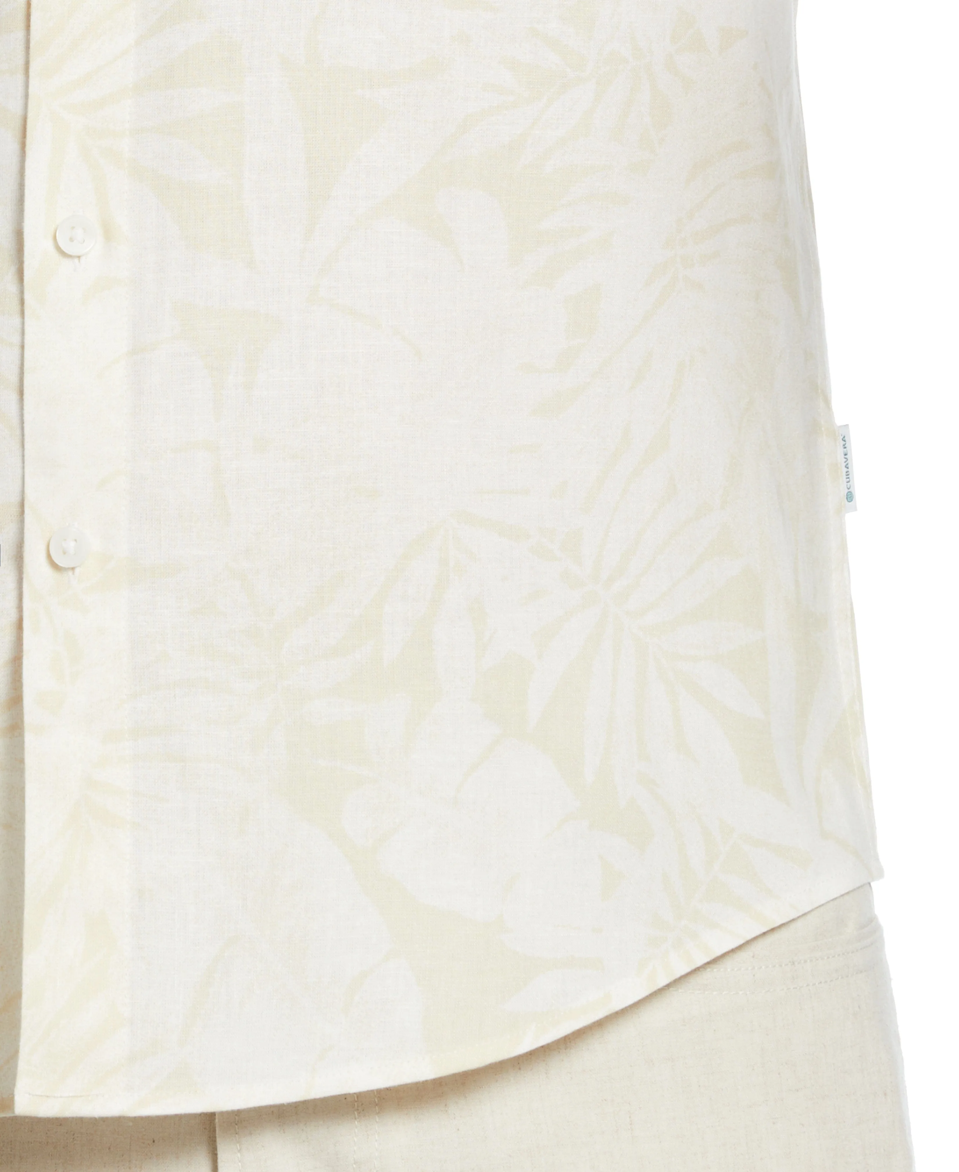 Linen Blend Tonal Multi Leaf Print Shirt