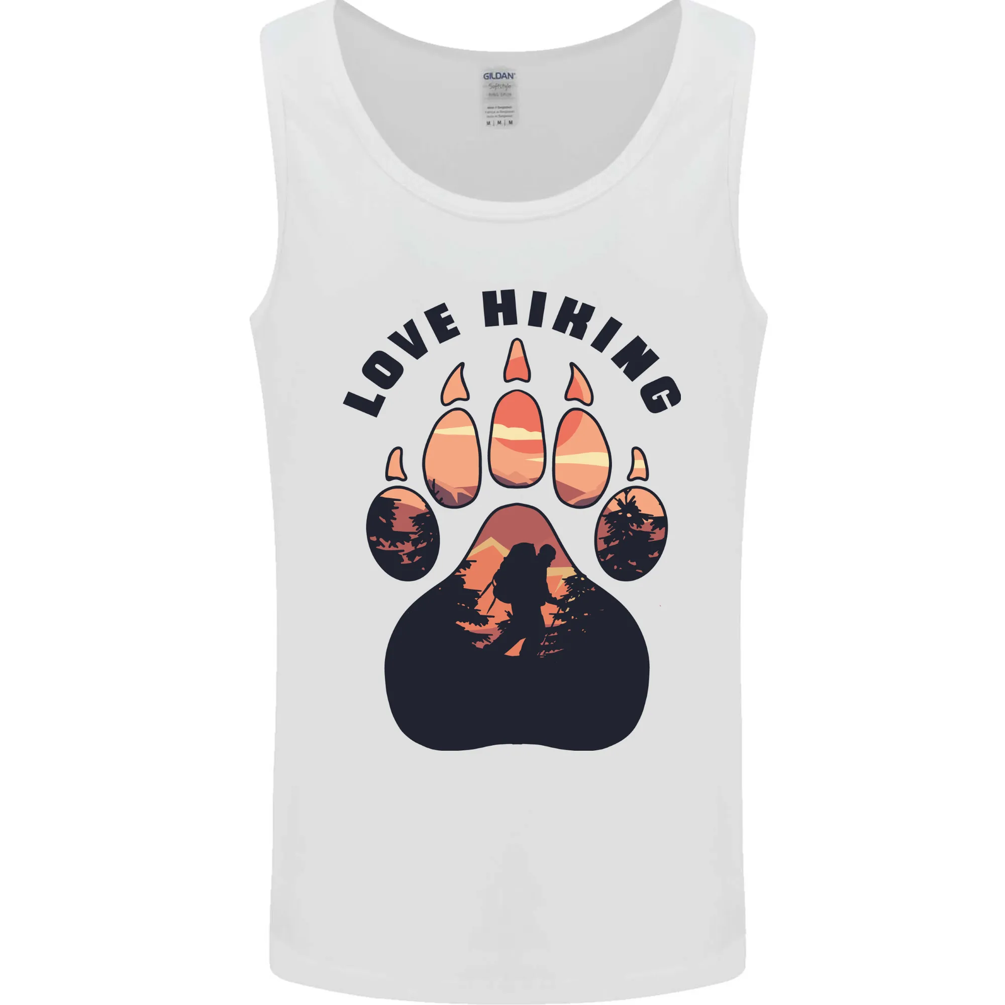Love Hiking Bear Paw Trekking Hike Outdoors Mens Vest Tank Top