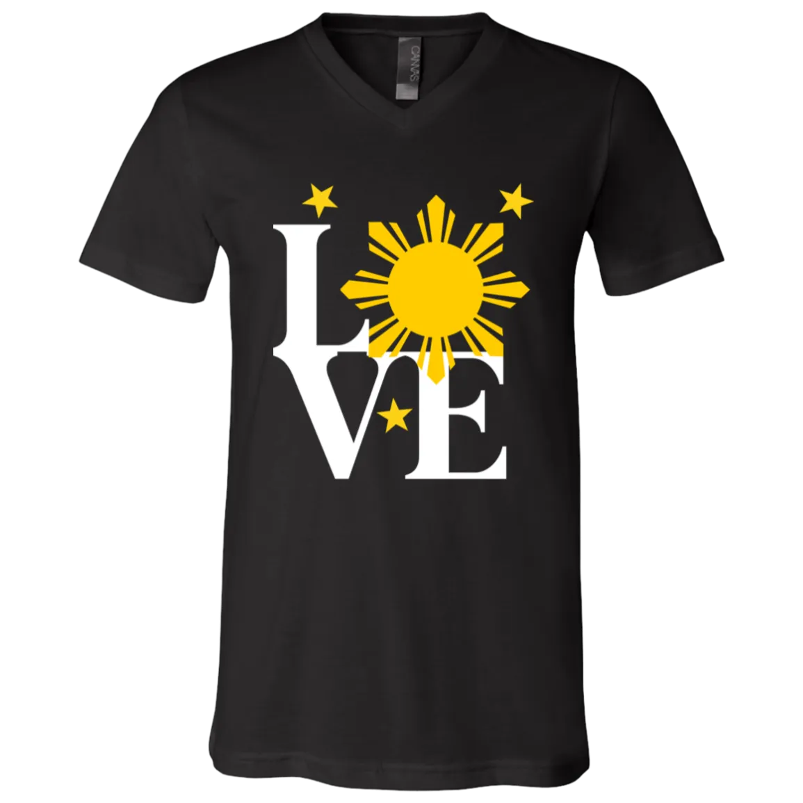 Love with Yellow Sun and Stars Unisex Jersey V-Neck T-Shirt