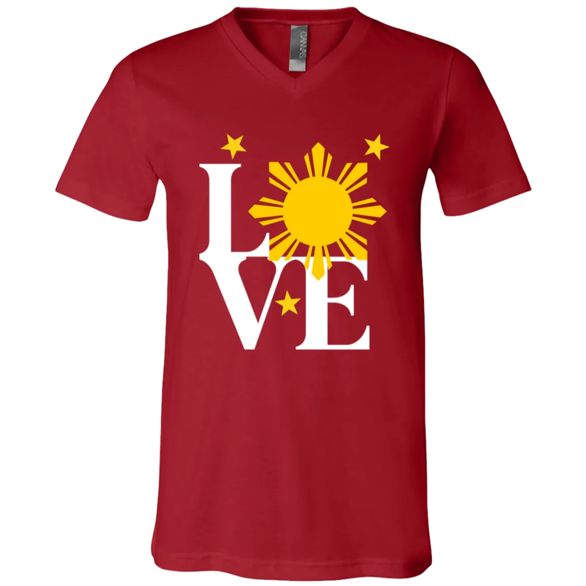 Love with Yellow Sun and Stars Unisex Jersey V-Neck T-Shirt