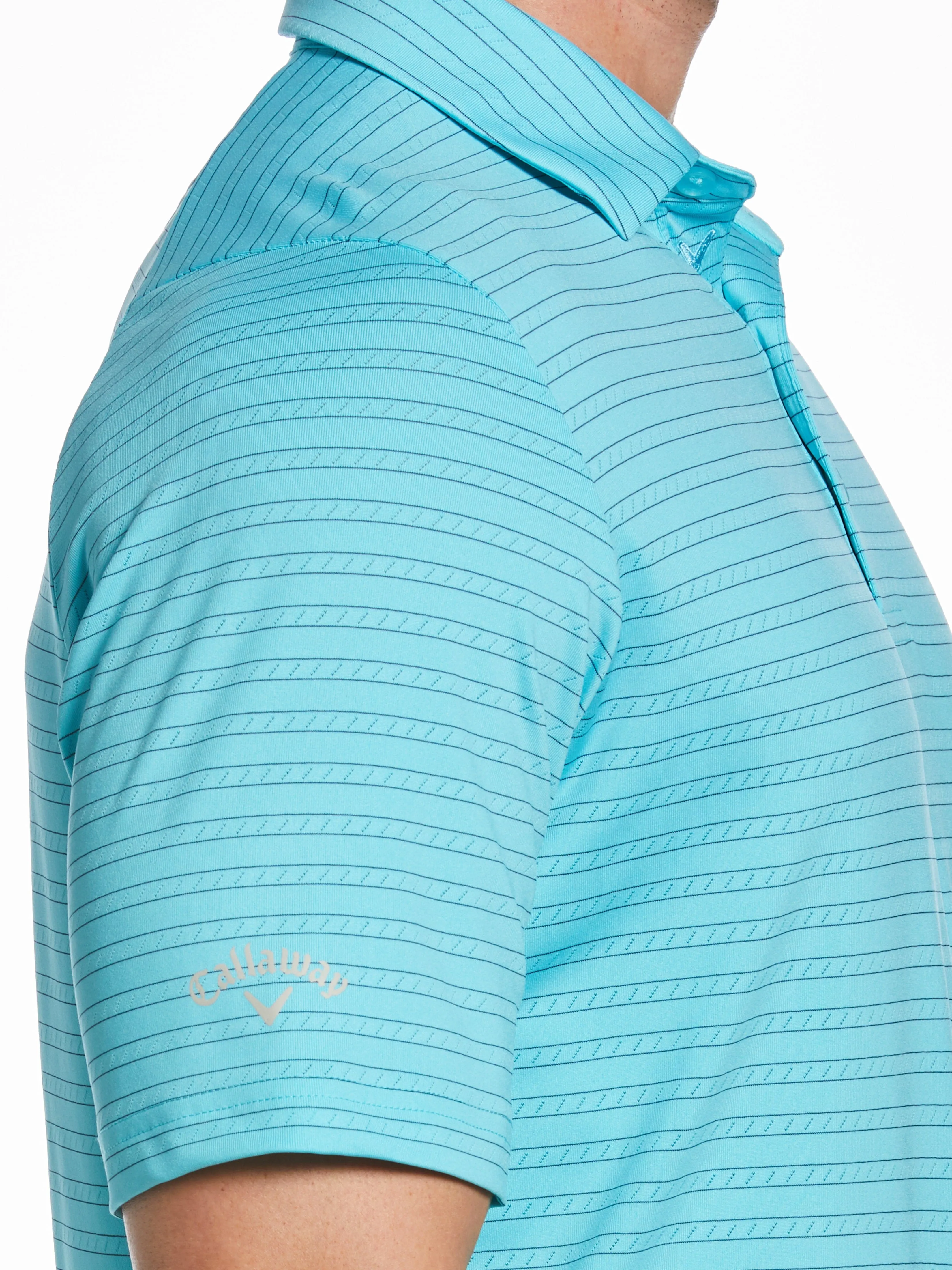 Mens Fine Line Ventilated Stripe Golf Polo Shirt