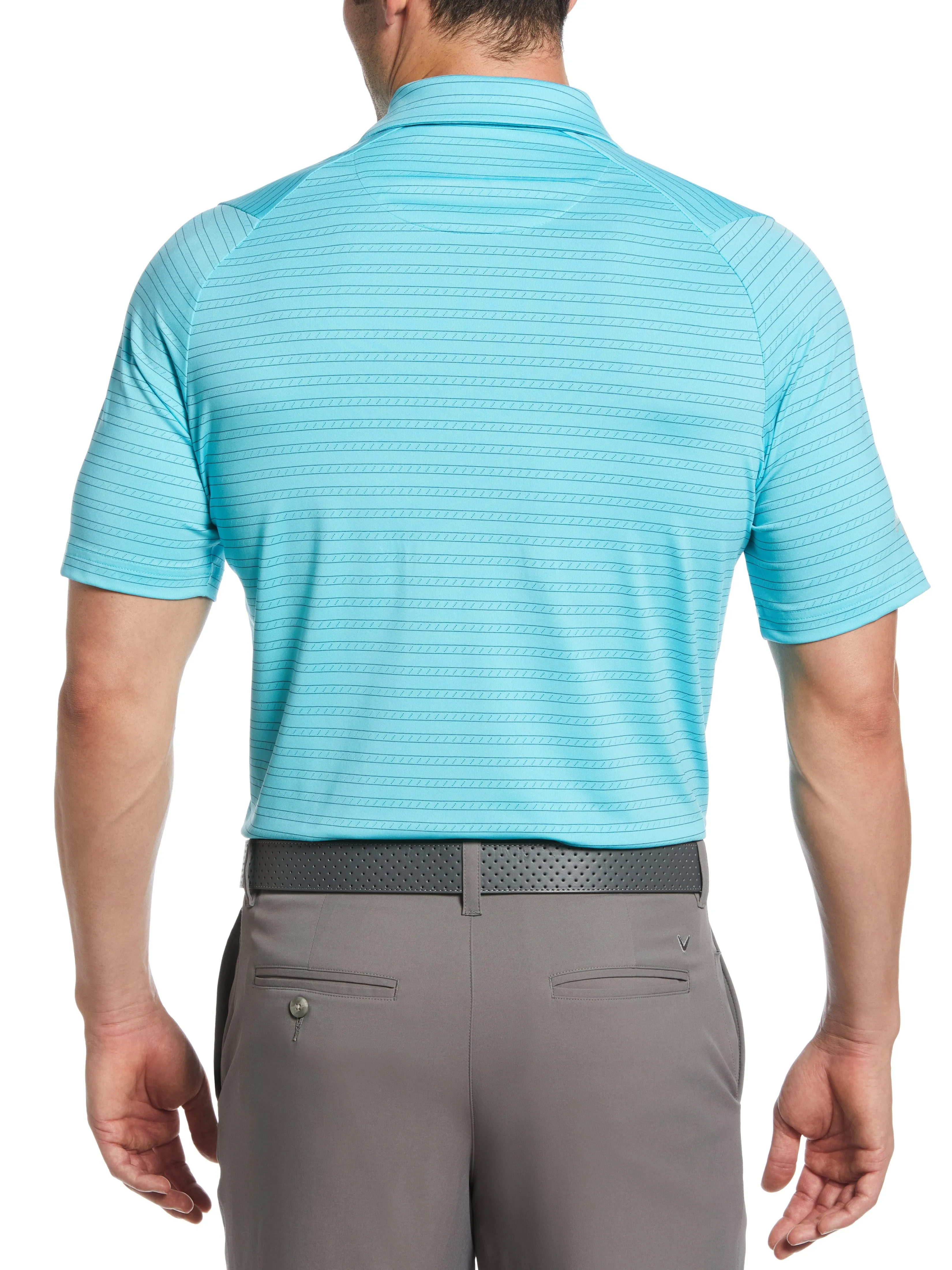 Mens Fine Line Ventilated Stripe Golf Polo Shirt