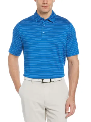 Mens Fine Line Ventilated Stripe Polo Shirt