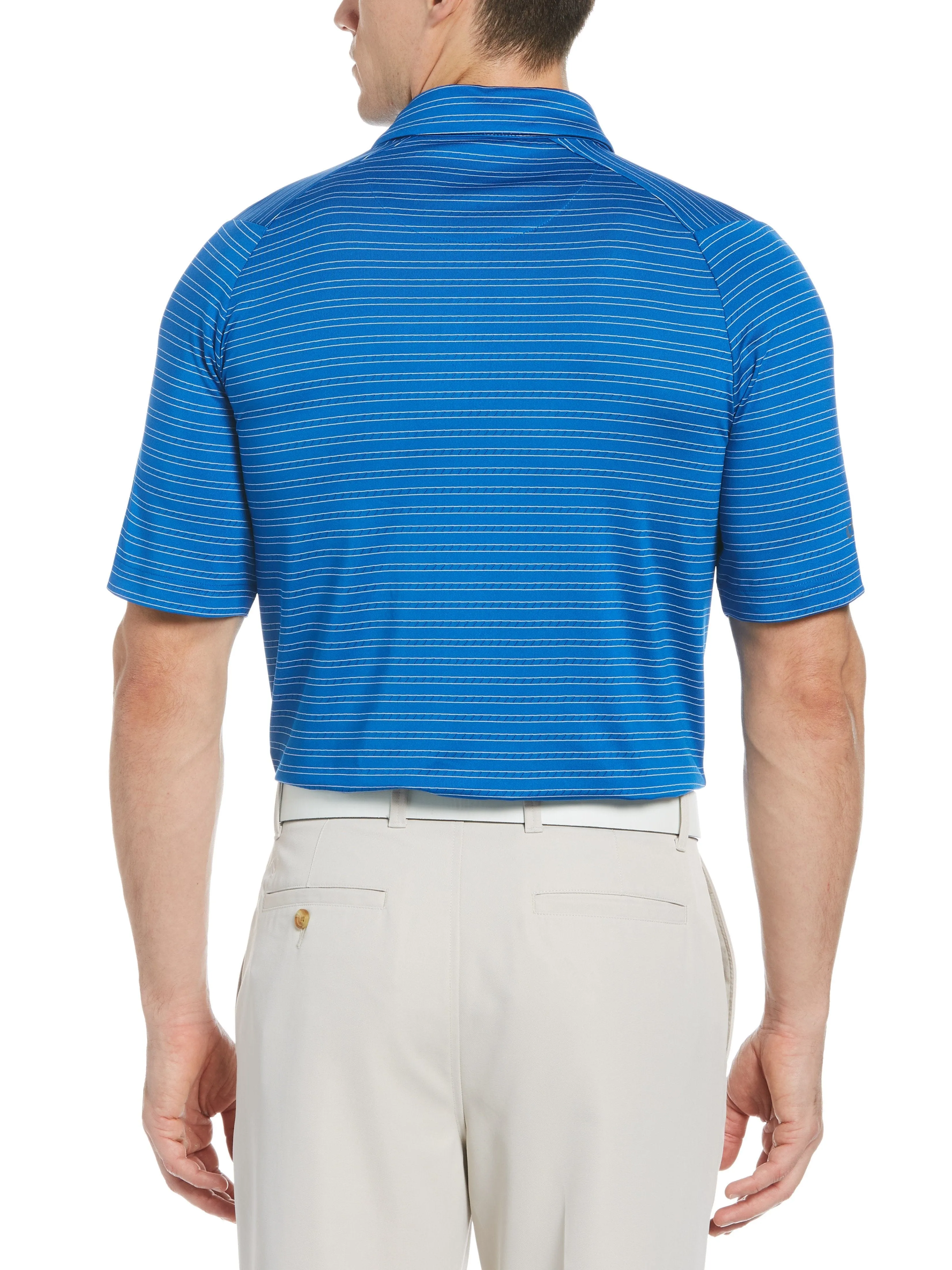 Mens Fine Line Ventilated Stripe Polo Shirt