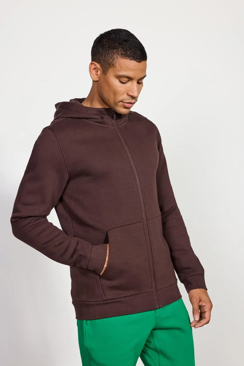 Men's Luxefleece Zip-Up Hoodie - Chocolate Brown
