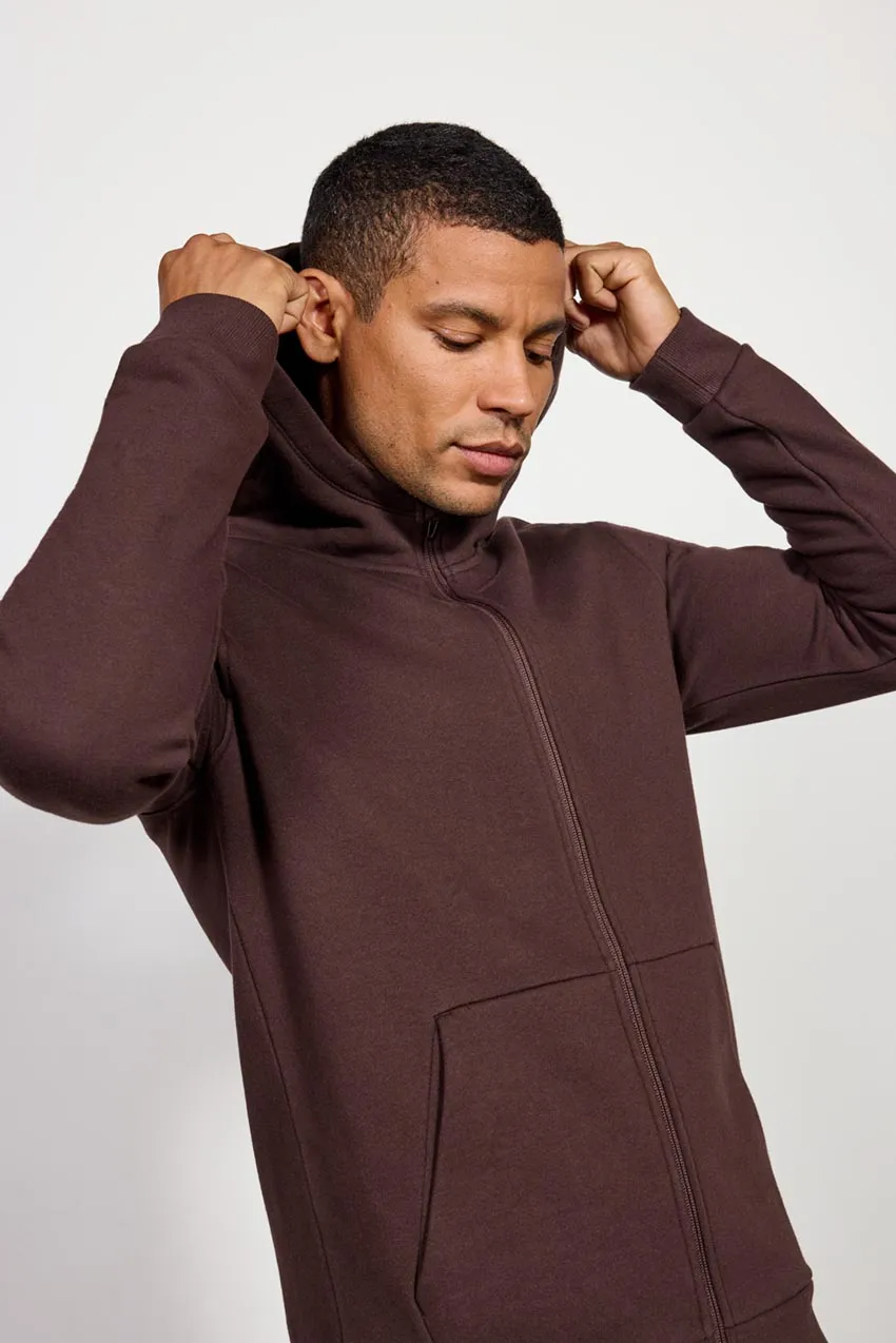 Men's Luxefleece Zip-Up Hoodie - Chocolate Brown