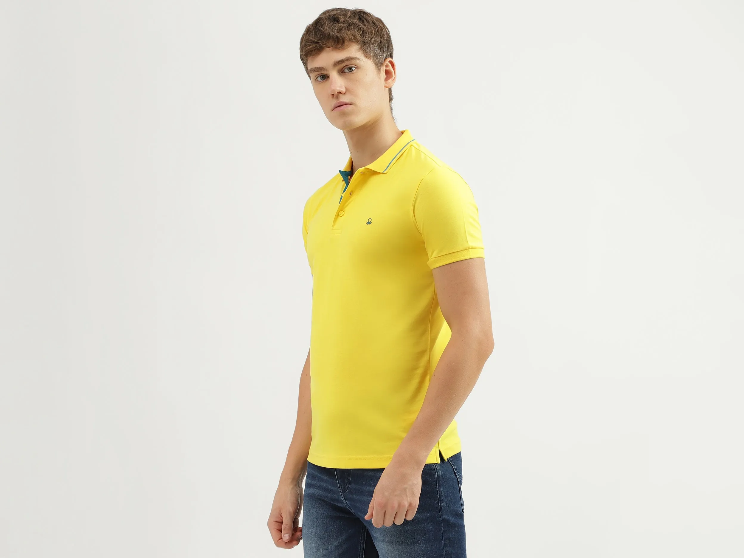 Men's Regular Fit Polo Neck Solid T-shirt