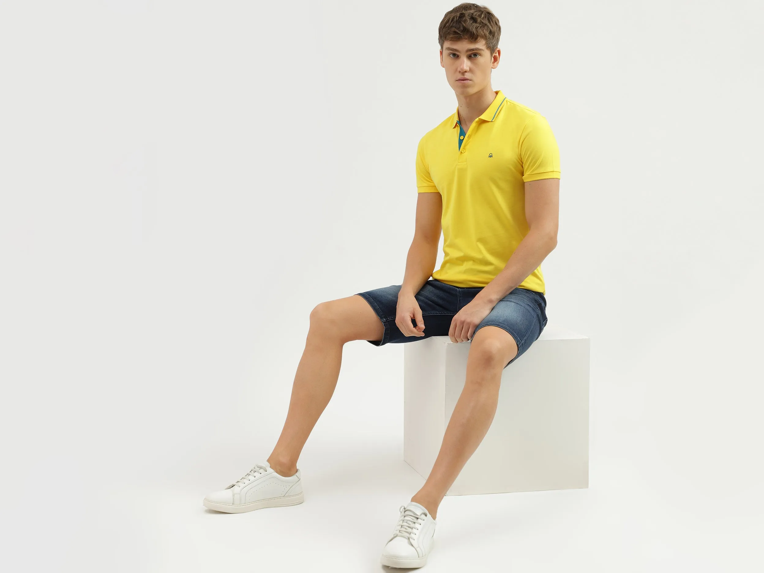 Men's Regular Fit Polo Neck Solid T-shirt