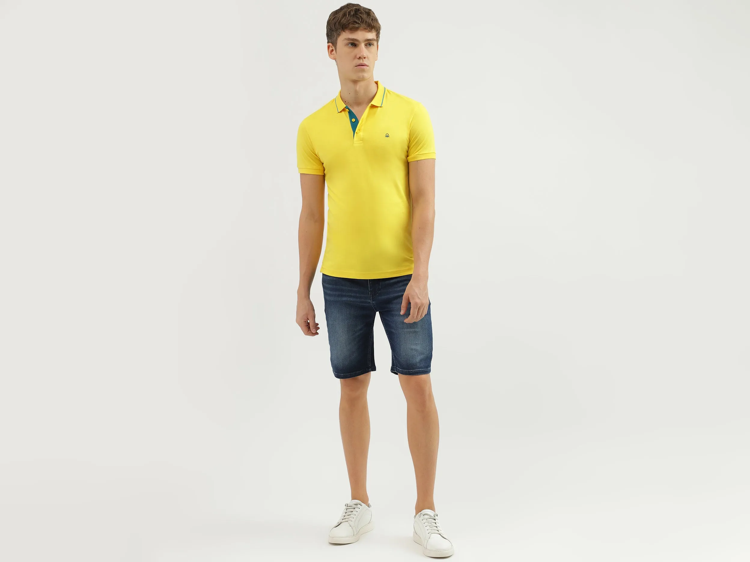 Men's Regular Fit Polo Neck Solid T-shirt