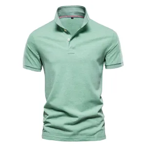 Men's Short Sleeve Solid Color Cotton Polo Shirt