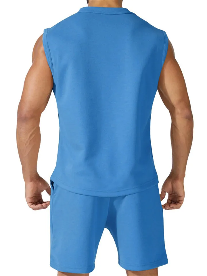 Men's Summer Breathable Sleeveless Round Neck Sports Sets