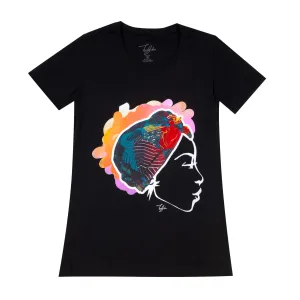 MISS AFRICA WITH MARKET DAY HEAD WRAP (LADIES SHORT SLEEVE T-SHIRT)