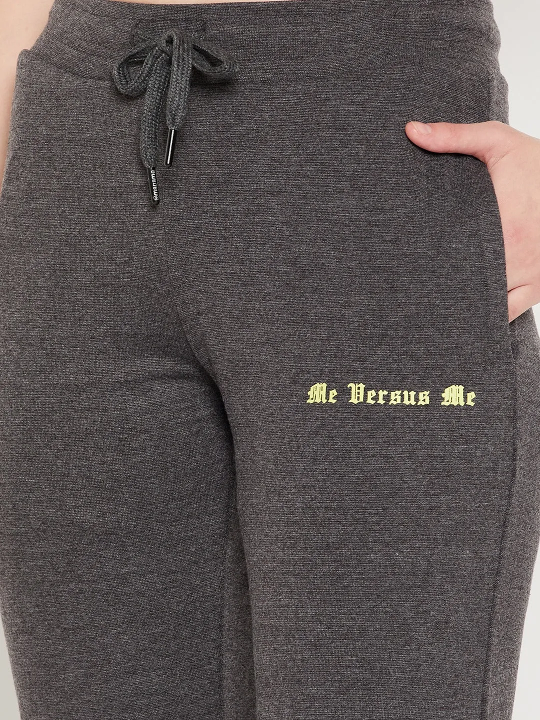 mSECRET Typography Charcoal Grey Track Pants