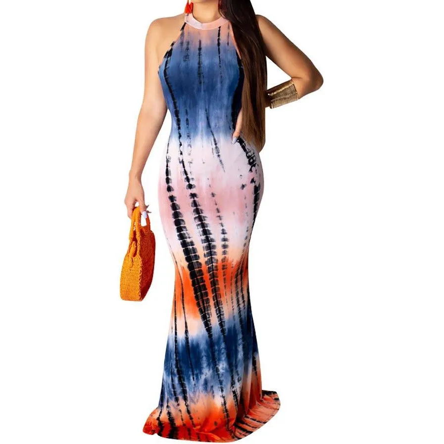 Multi Colored Animal Print Maxi Dress (Showa)
