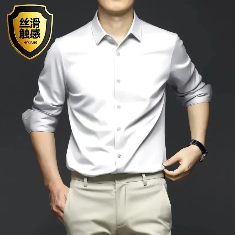 New Stretch Anti-Wrinkle Cotton Men's Shirts Short Sleeve Dress Shirts For Men Slim Fit comfort Social Business Blouse Gray 5XL