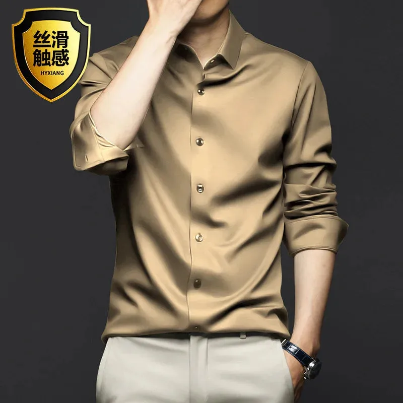 New Stretch Anti-Wrinkle Cotton Men's Shirts Short Sleeve Dress Shirts For Men Slim Fit comfort Social Business Blouse Gray 5XL