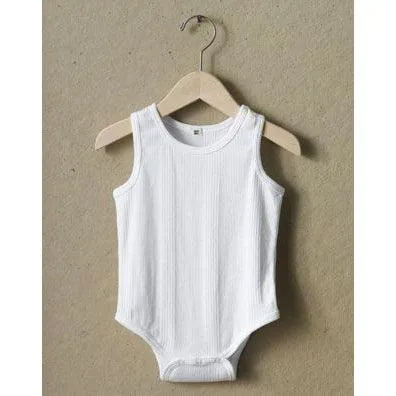 Organic Onesie - Ribbed Sleeveless White