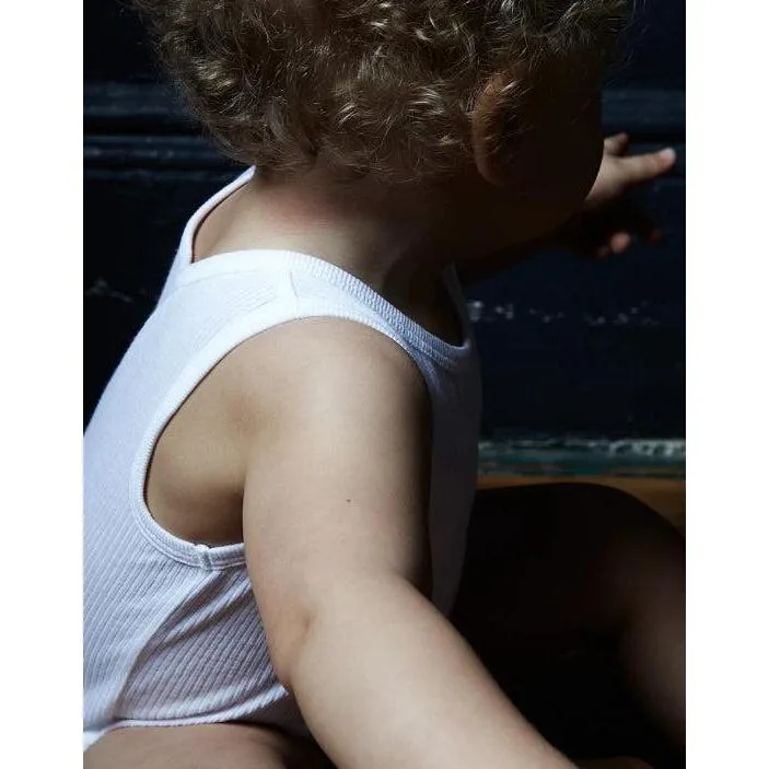 Organic Onesie - Ribbed Sleeveless White