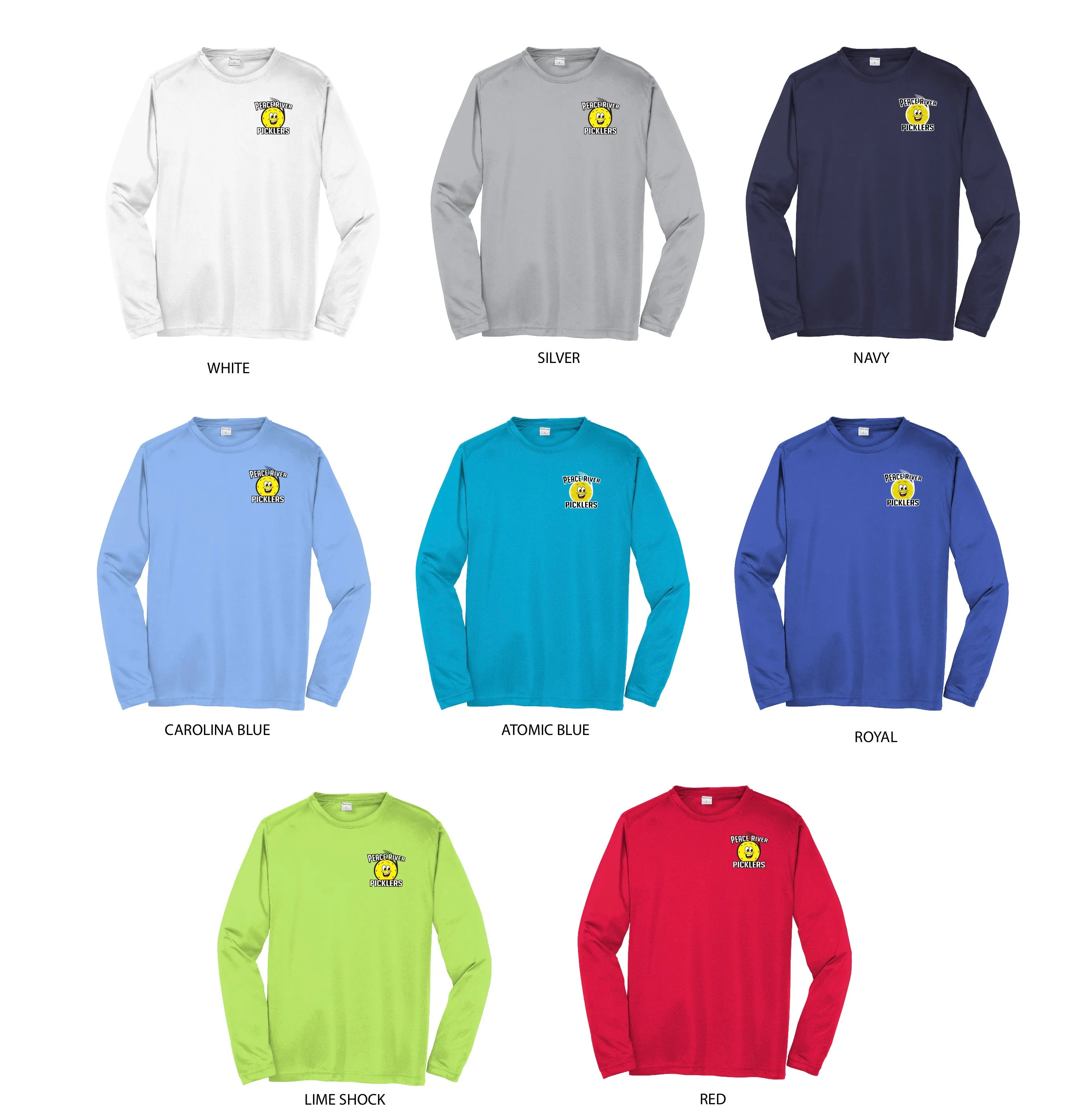 Peace River Picklers 2021 Pickleball Men's Performance Long Sleeve Shirt - Design 1