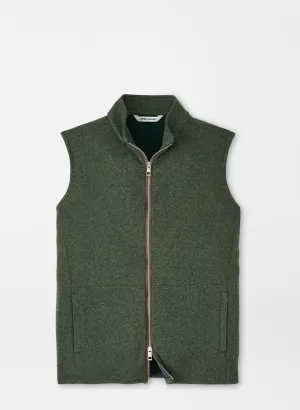 Peter Millar Mens Classic Fit Crown Sweater Fleece Vest - DARK OLIVE