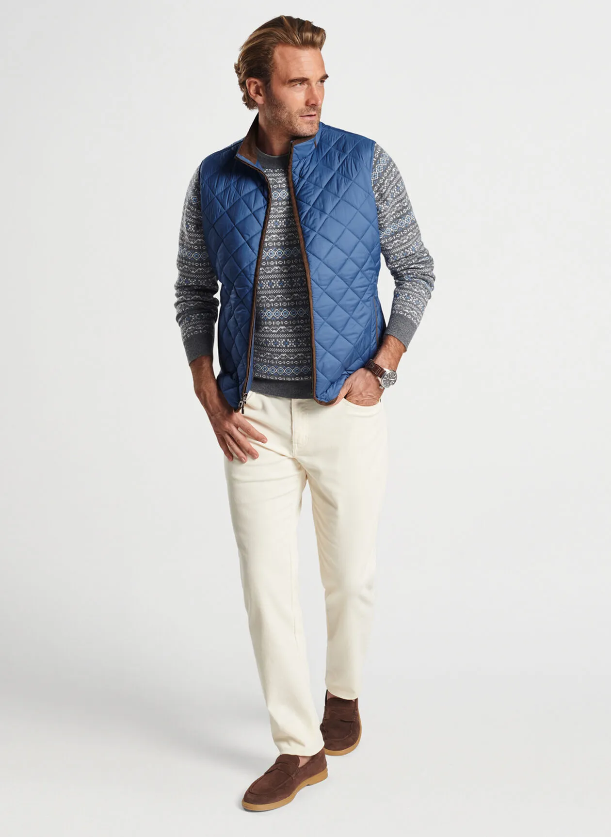 Peter Millar Mens Classic Fit Essex Travel Vest - STAR DUST