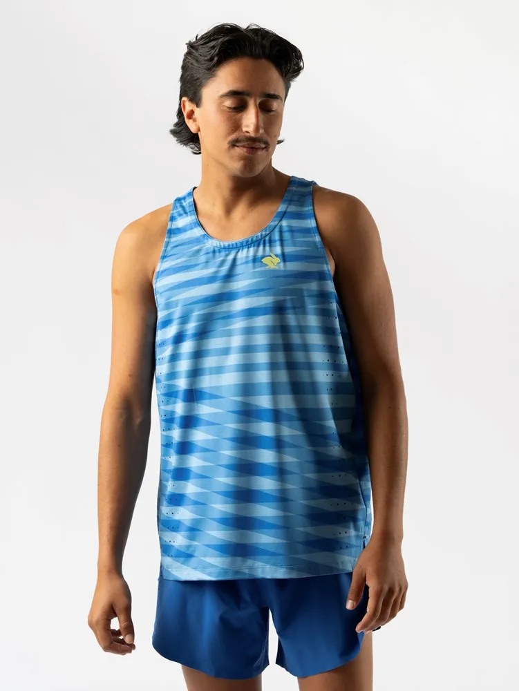 rabbit | Race Pace Tank | Men's | Azure Blue Stripe