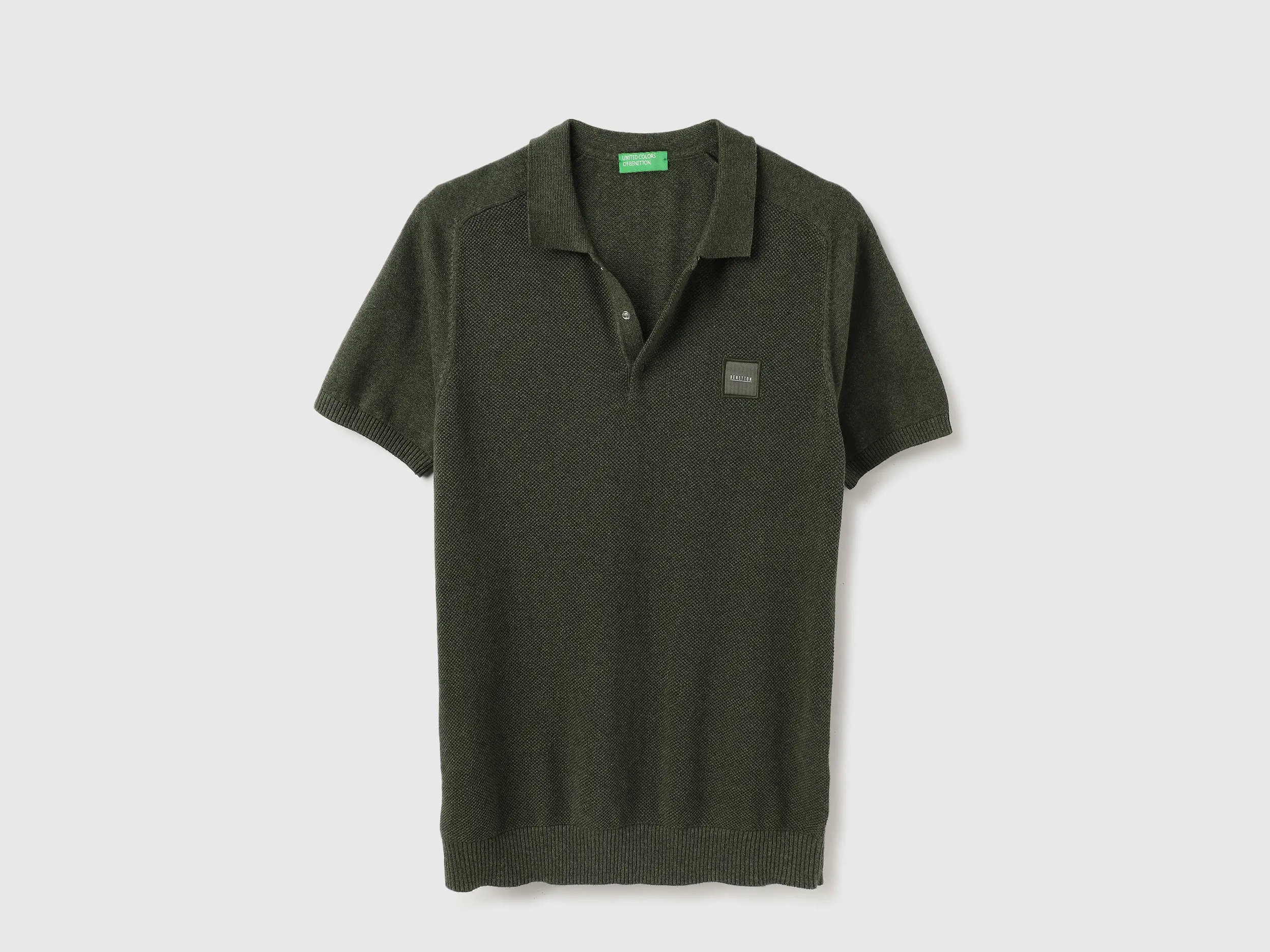 Regular Fit Polo Neck Textured Tshirt