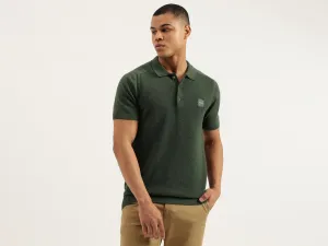 Regular Fit Polo Neck Textured Tshirt