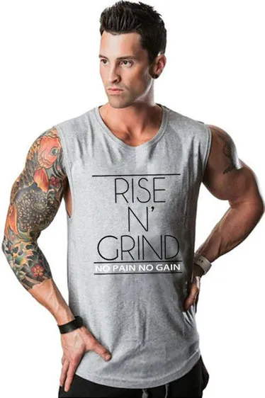 Rise N Grind Gym Drop Arm Tank(White)