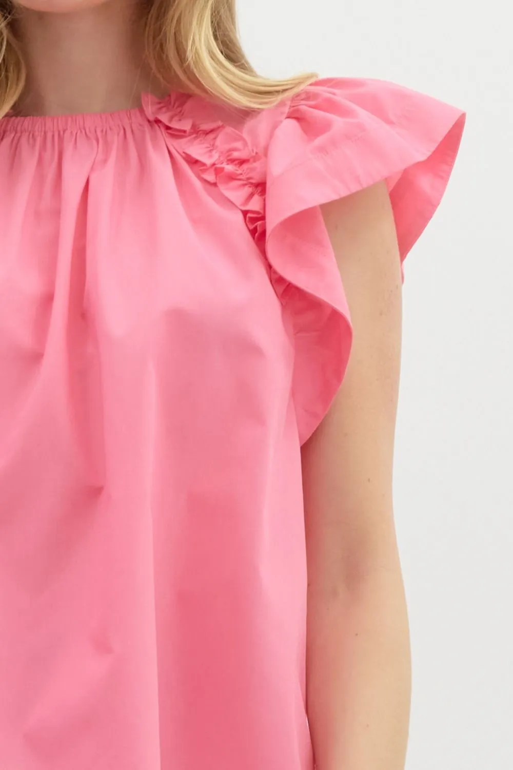 Ruffle Sleeved Top {Pink}
