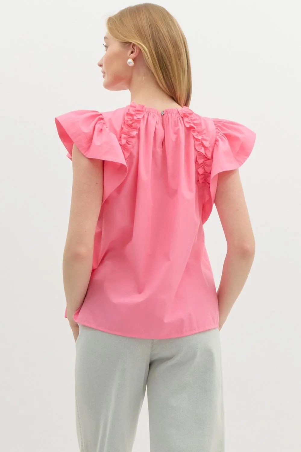 Ruffle Sleeved Top {Pink}